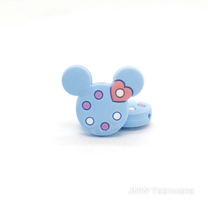 Mouse head silicone focal beads pastel blue