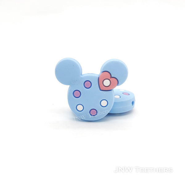 Mouse head silicone focal beads pastel blue