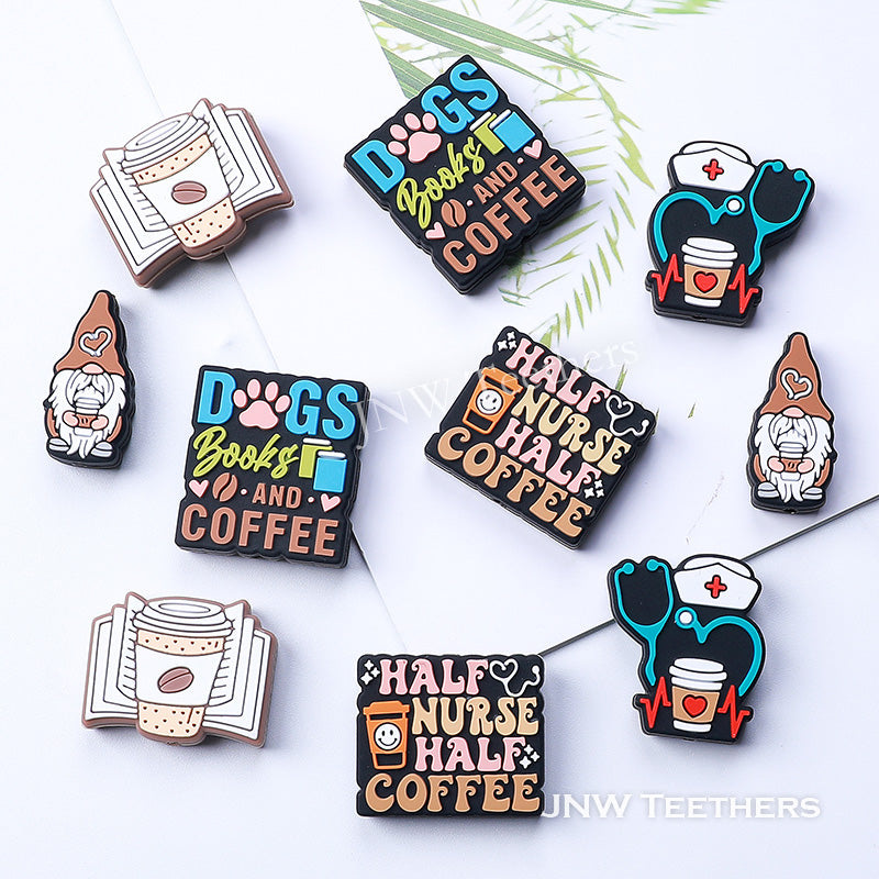 Coffee silicone focal beads