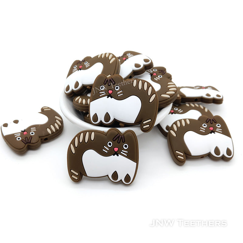 Perles Focales en Silicone Chat olive
