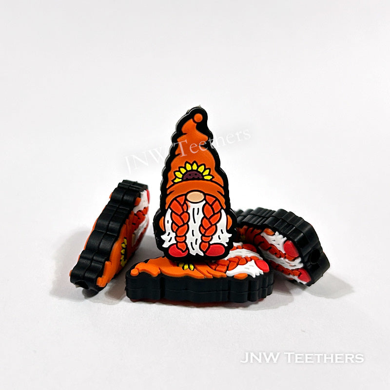 Sunflower hat gnomesilicone focal beads