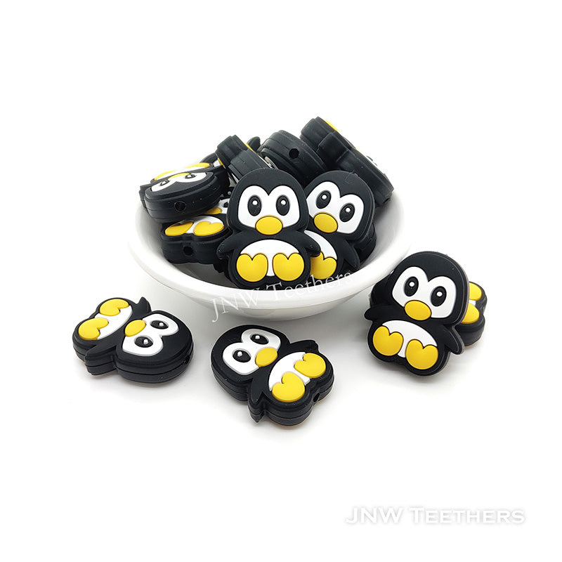 Penguin silicone focal beads black