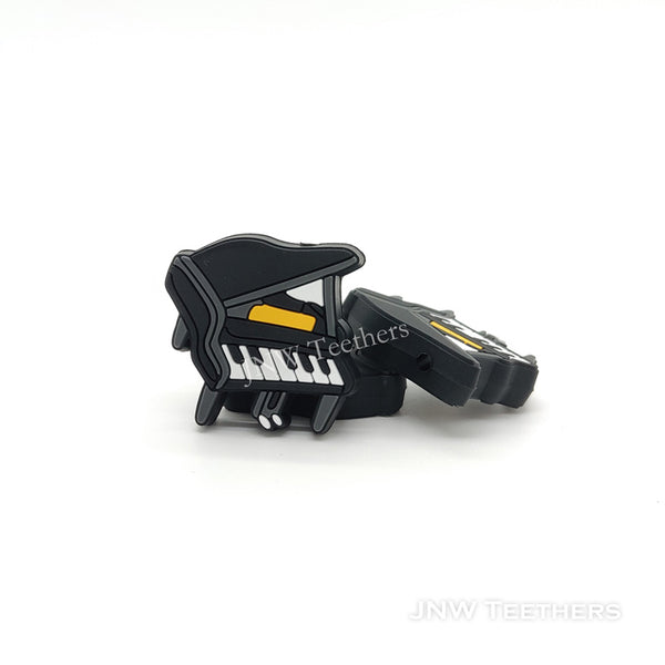 Piano silicone focal beads black