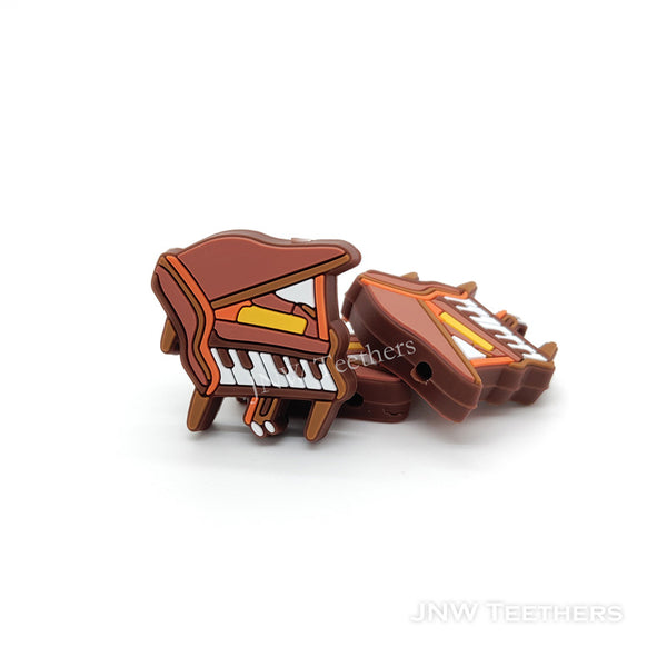 Piano silicone focal beads brown