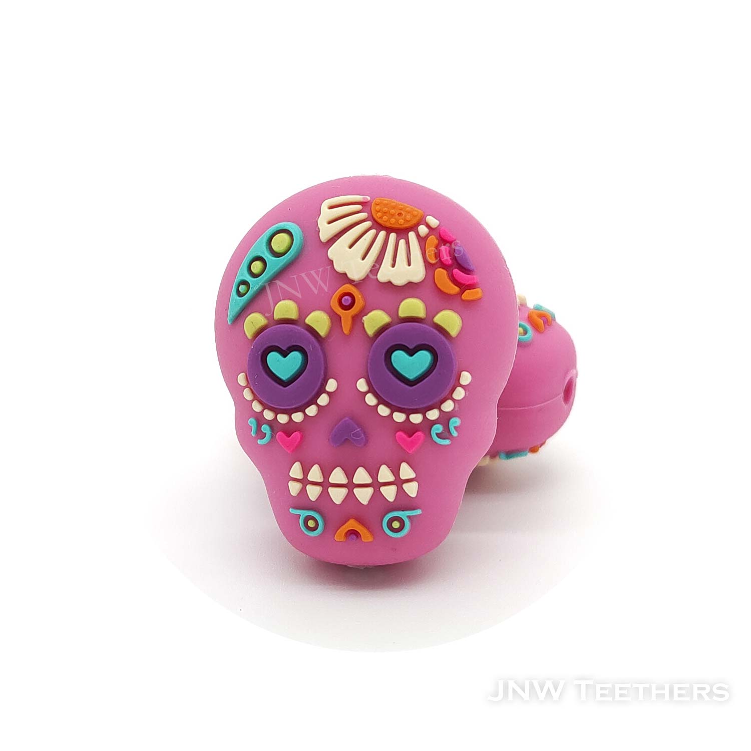 3D Day Of Dead pink skull silicone focal beads