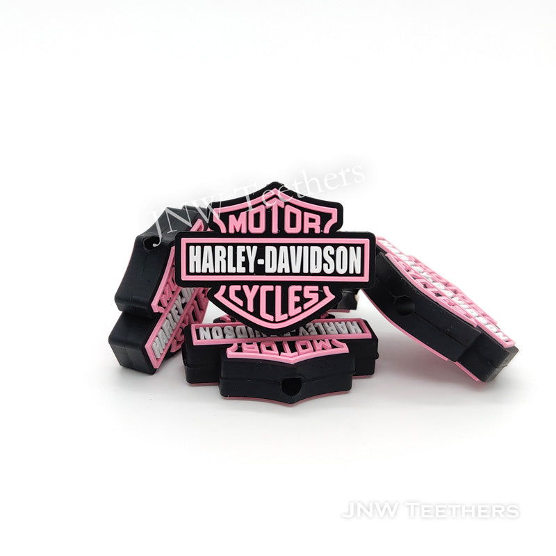 Pink Motorcycle Silicone Focal Beads