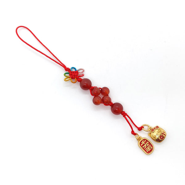 Metal Plated Kitty Handmade Key Pendant red