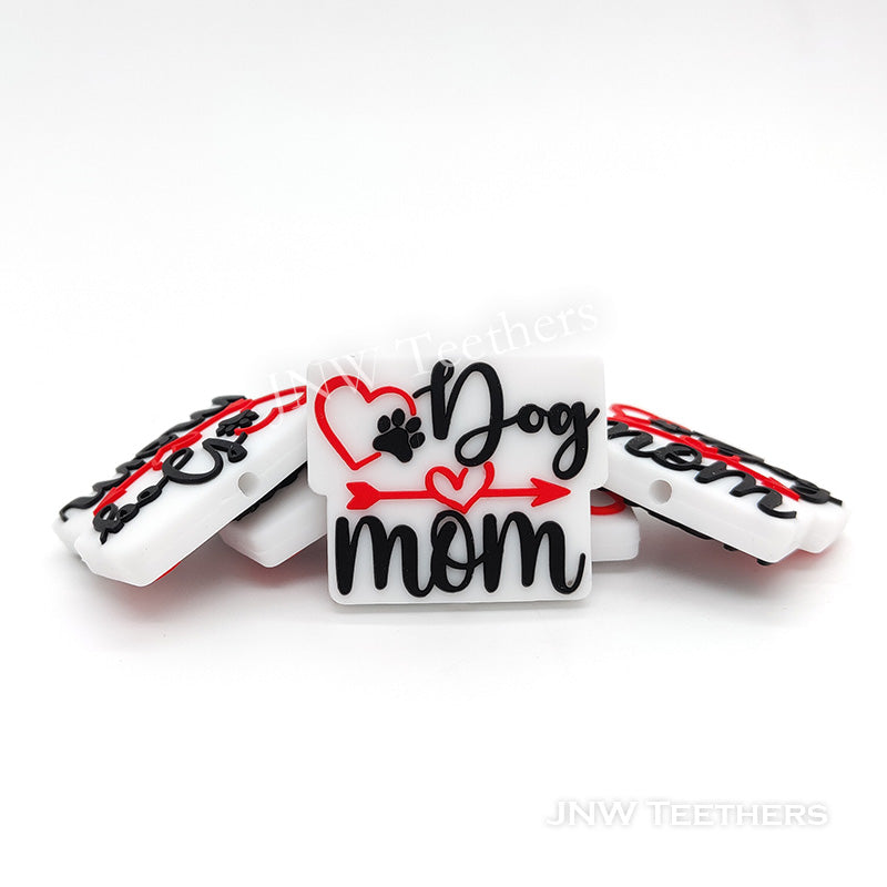Heart Dog mom silicone focal beads