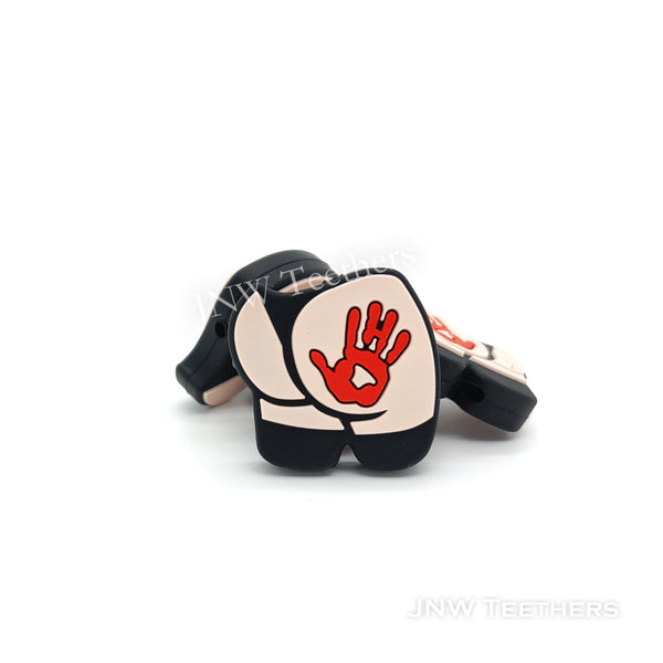Red Palm print on hip silicone focal beads