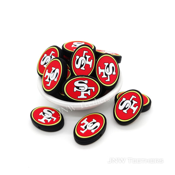 SF Football Teams Oval silicone focal beads