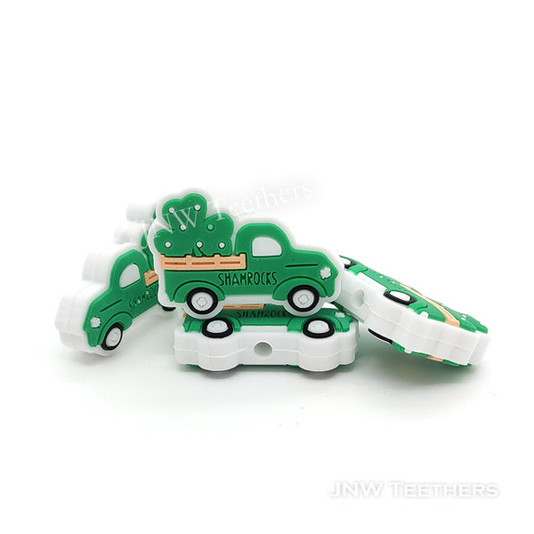 ST. Patrick's Day shamrocks in car silicone focal beads