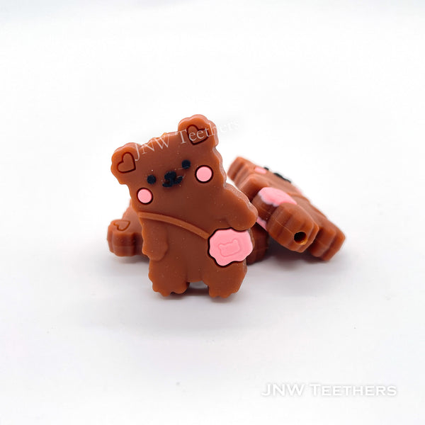Polar bear silicone focal beads brown