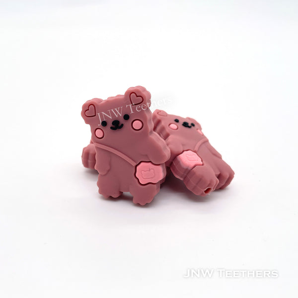 Polar bear silicone focal beads dust rose