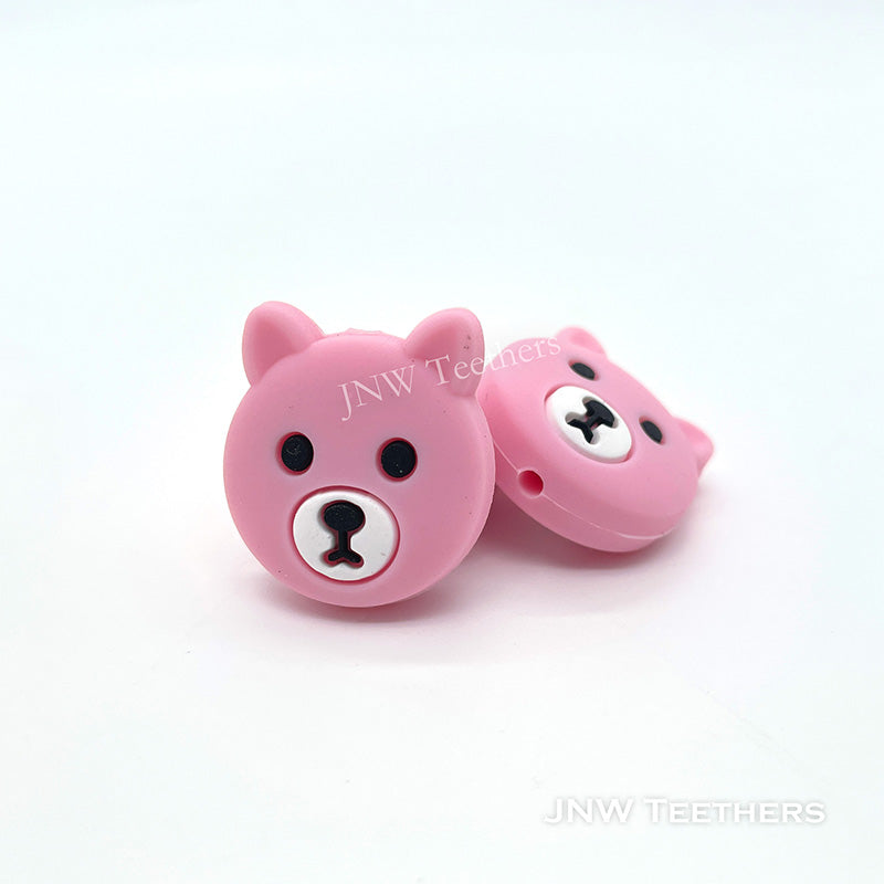 Pink  Bear Head silicone focal beads