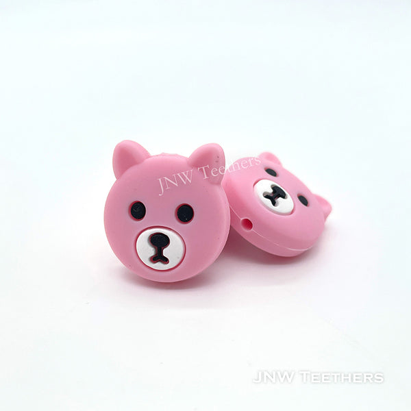 Pink  Bear Head silicone focal beads