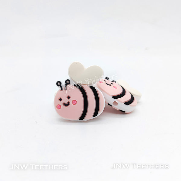 Pink Bee Silicone Beads