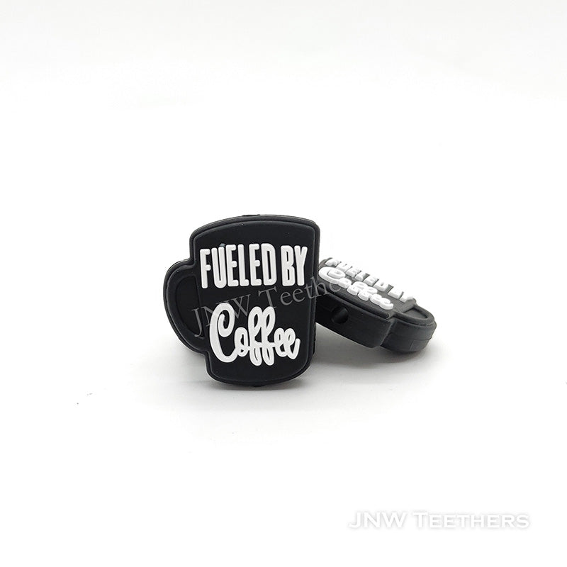 Coffee mug silicone focal beads white