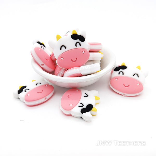 Cow Silicone focal Beads Pink