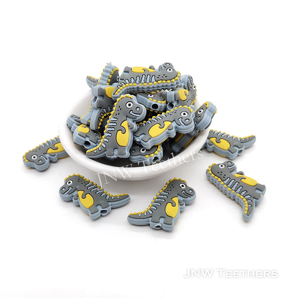 Dino silicone focal beads gray