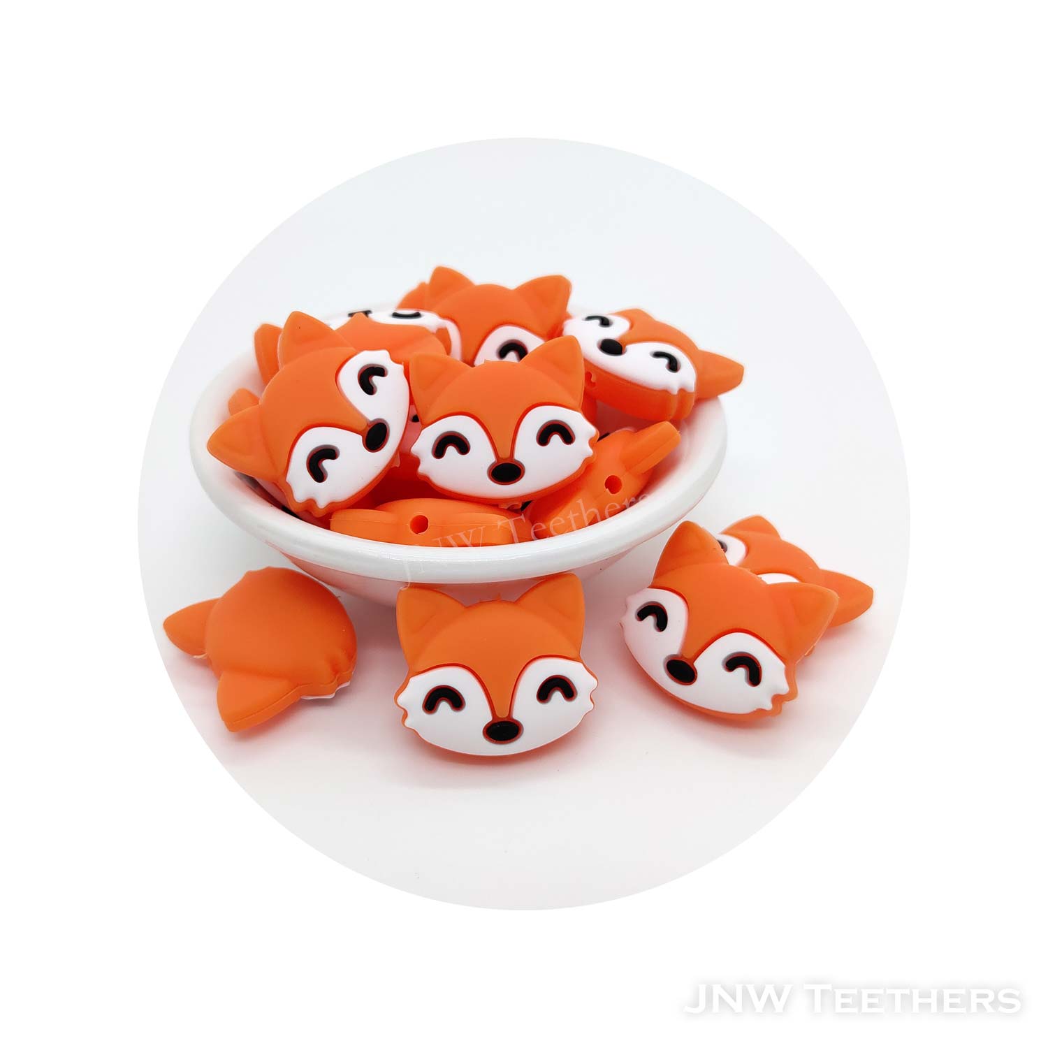 Orange Fox head silicone focal beads