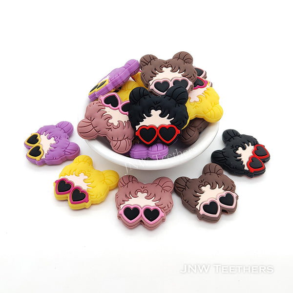 Sunglasses Girl Silicone Focal Bead