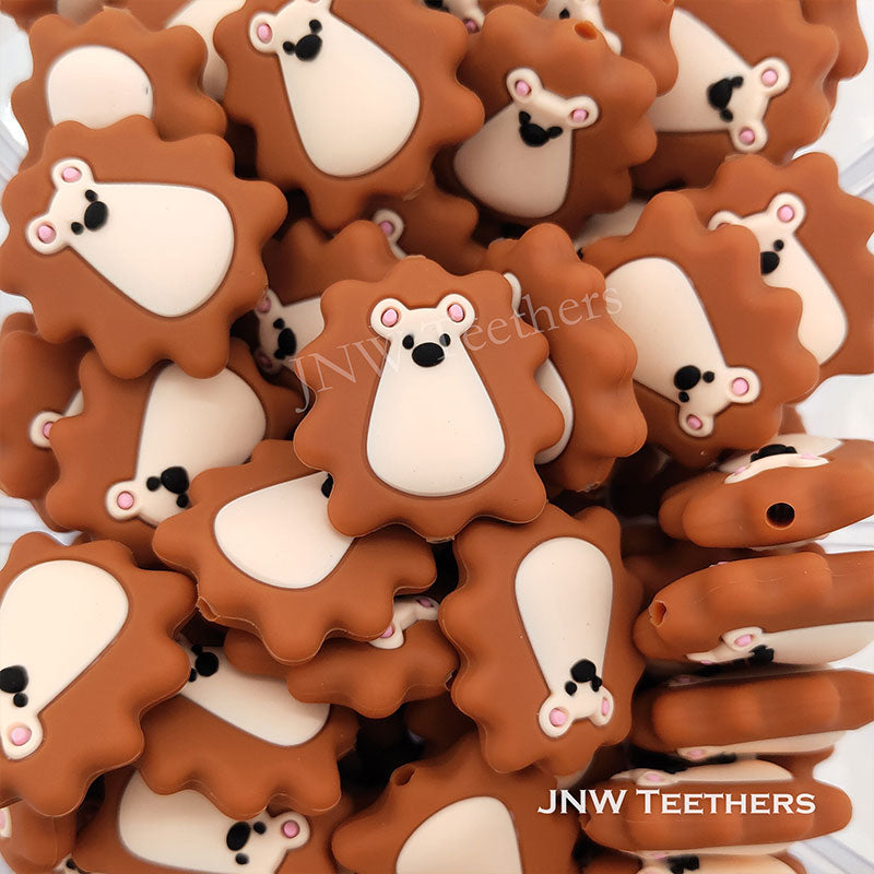 JNWTeethers Brown Hedgehog Animal Silicone Focal Bead