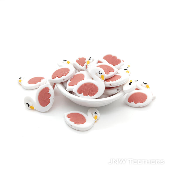 Flamingo Silikon-Fokalperlen Weiß