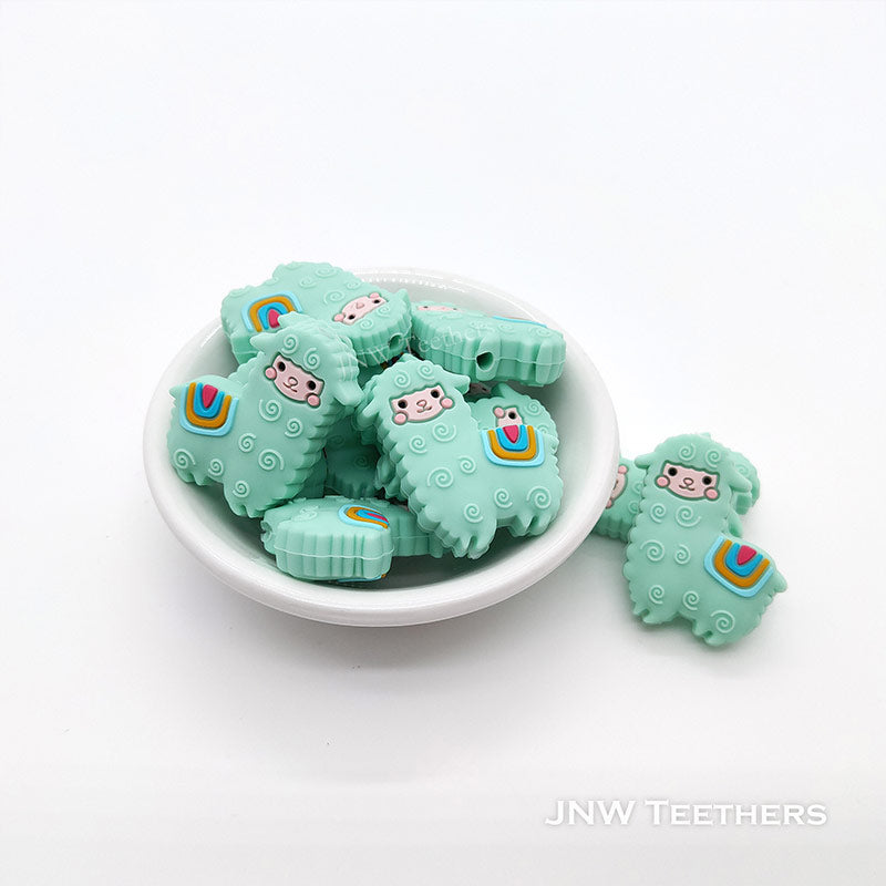 JNWTeethers mint alpaca silicone focal beads