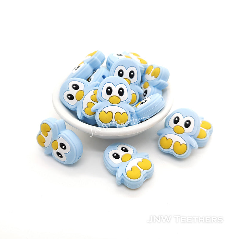 Penguin silicone focal beads blue