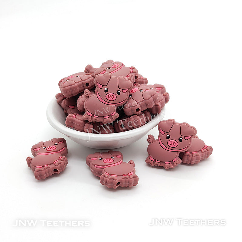 Dusty Rose  Silicone Pig Beads