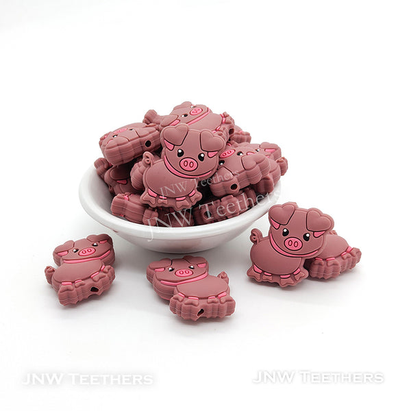 Dusty Rose  Silicone Pig Beads