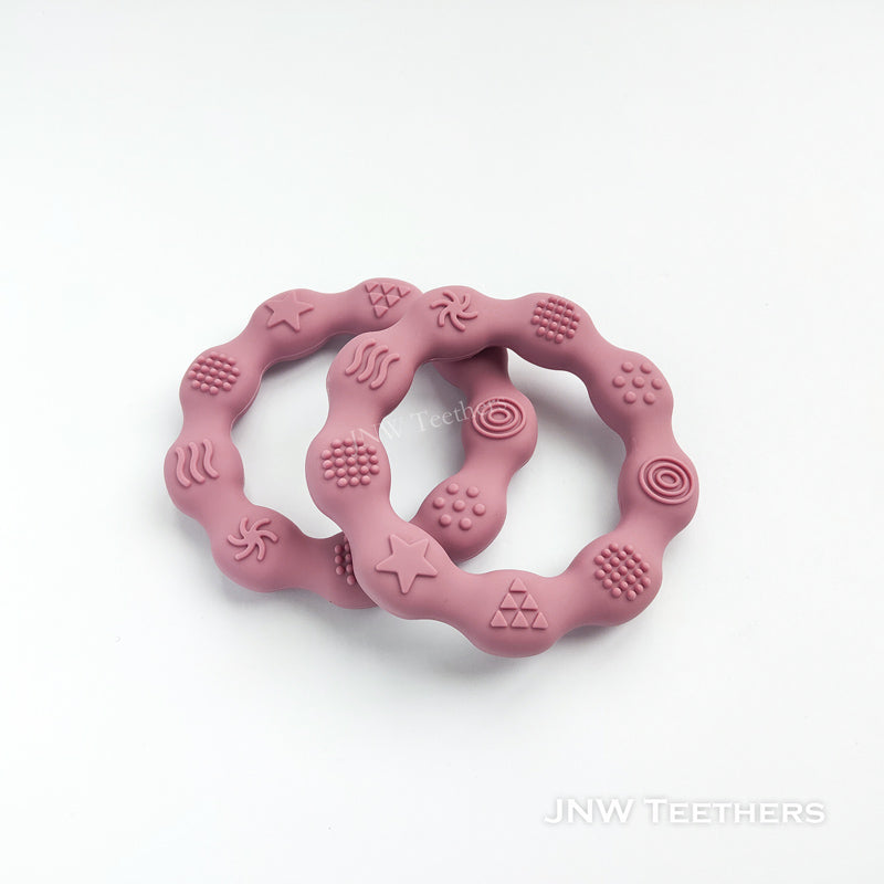Silicone teething ring dusty rose
