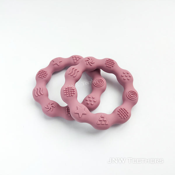 Silicone teething ring dusty rose