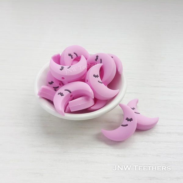 Cresent moon silicone focal beads light purple