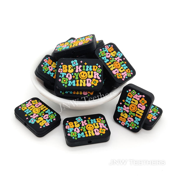 Be kind to your mind smiley face silicone focal beads