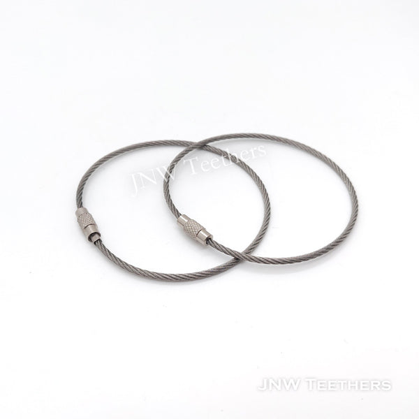 JNW Teethers Stainless Steel Screw Lock Wire Keychain silver