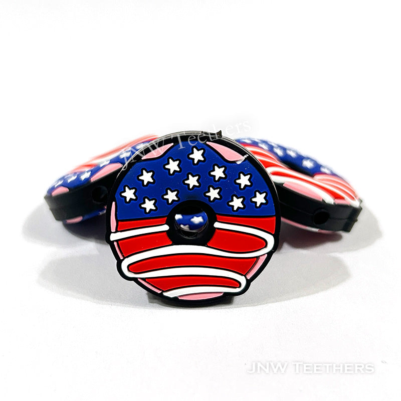 Star Flag Donut silicone focal beads