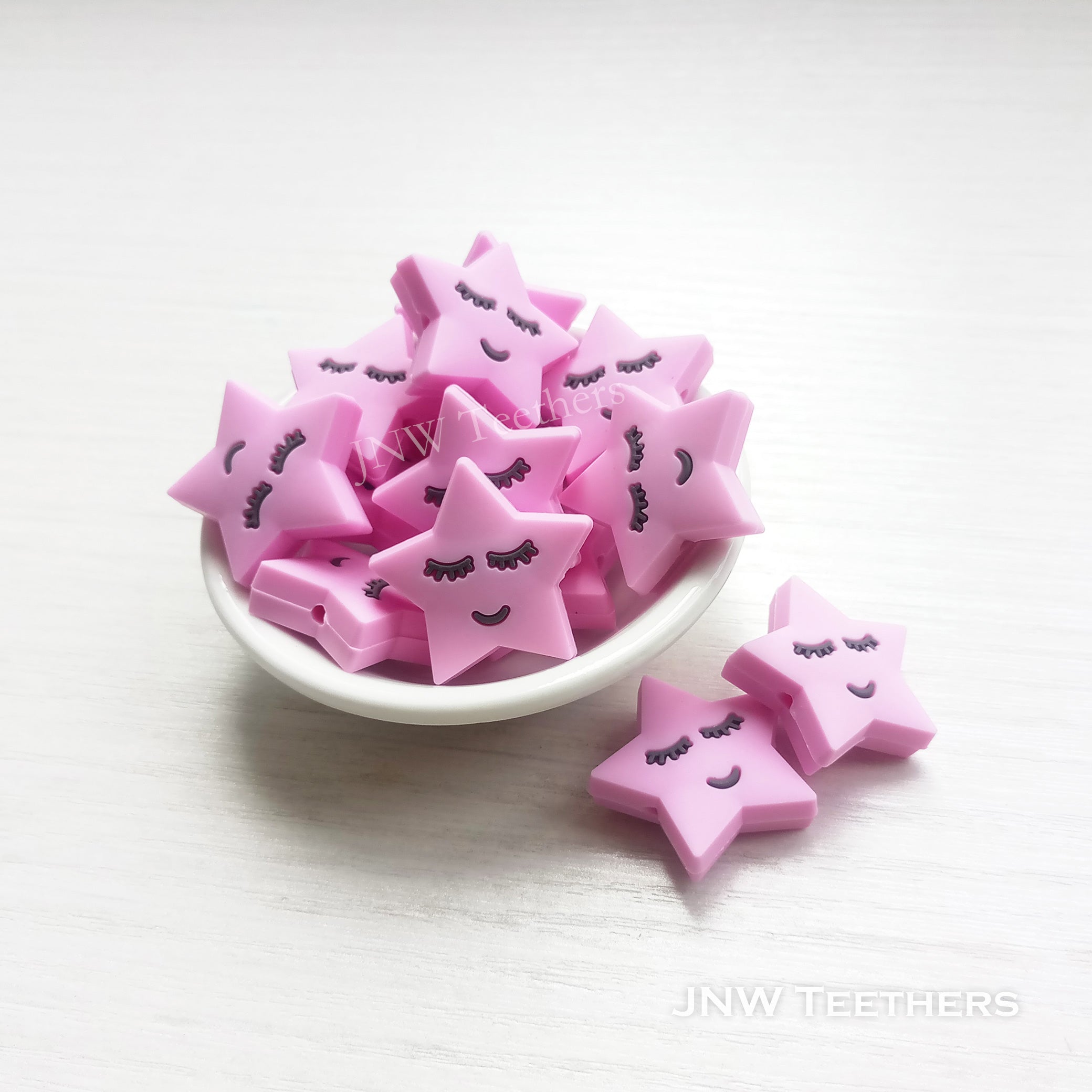Sleeping star silicone focal beads purple