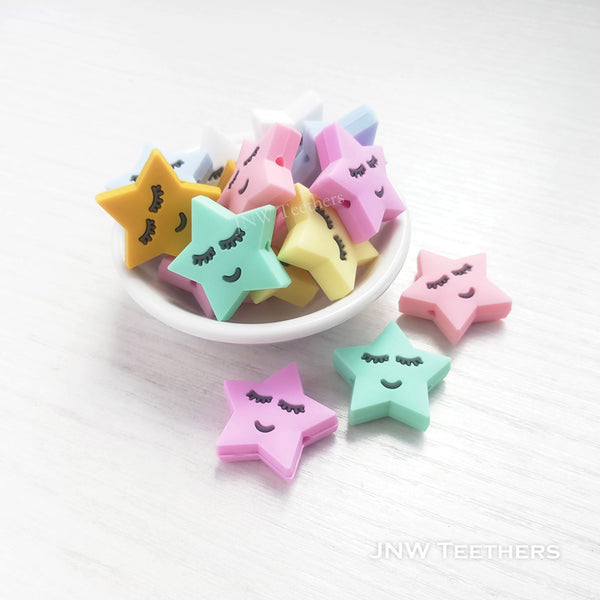JNW Teethers Sleeping star silicone focal beads