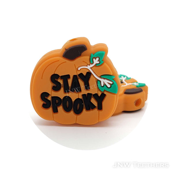 Orange Stay Spooky Halloween Pumpkin silicone focal beads