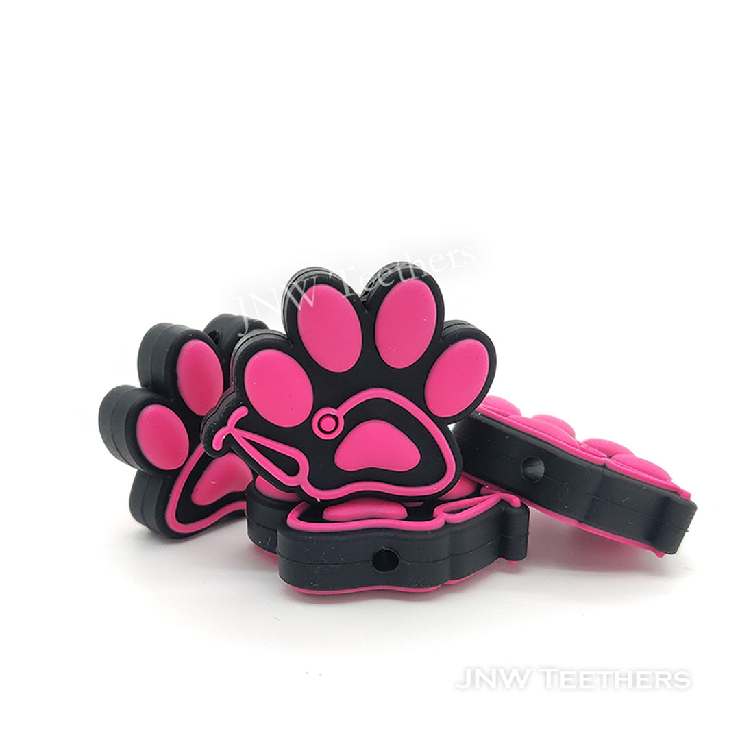 Paw stethoscope silicone focal beads fuchsia