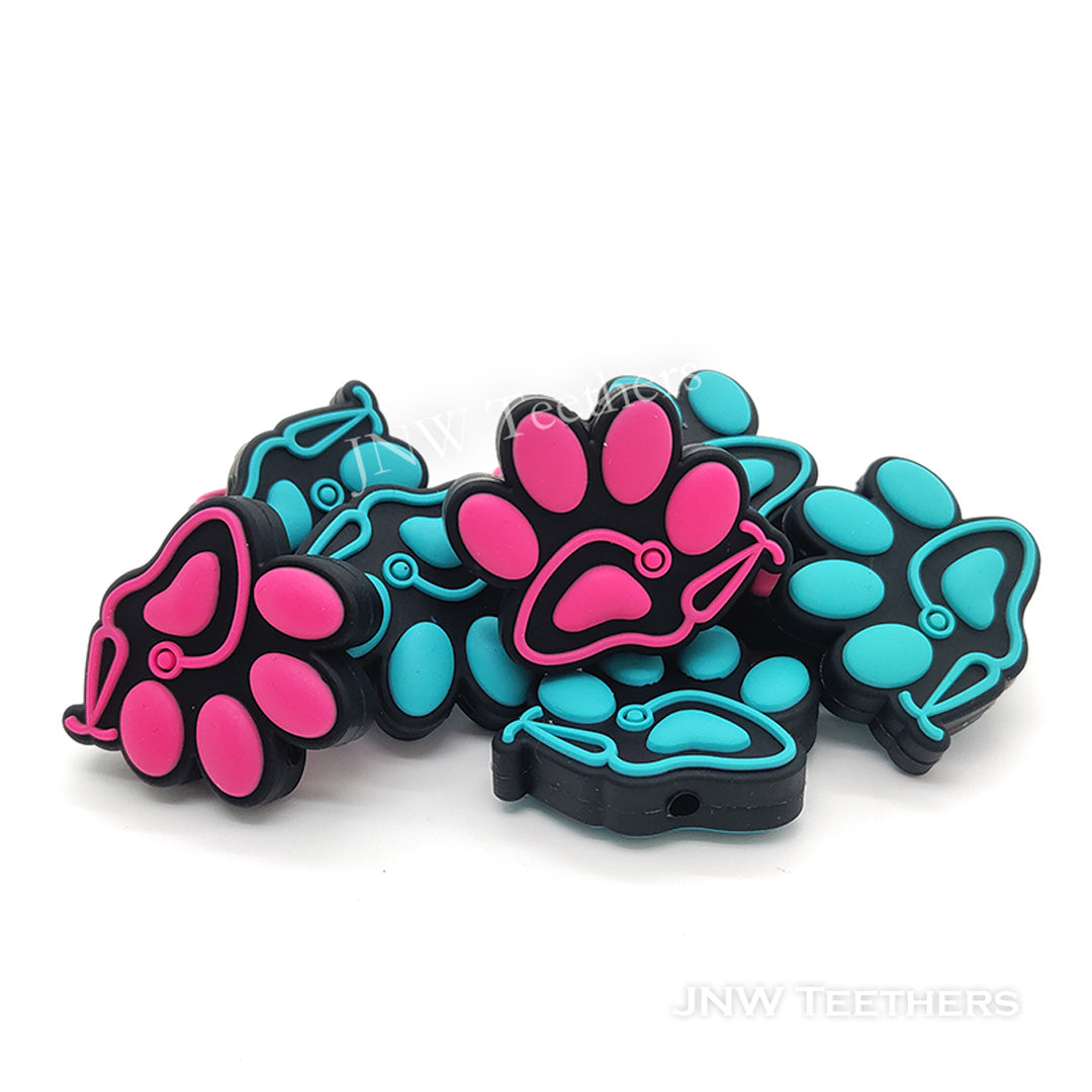 Perles focales en silicone pour stéthoscope Paw