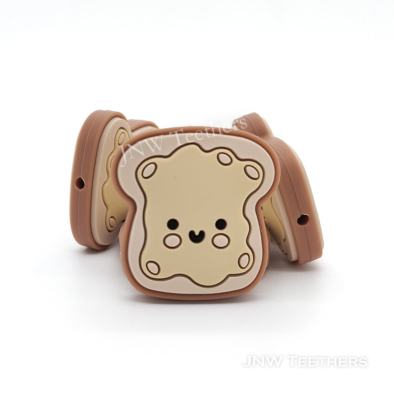 Toast bread silicone focal beads beige