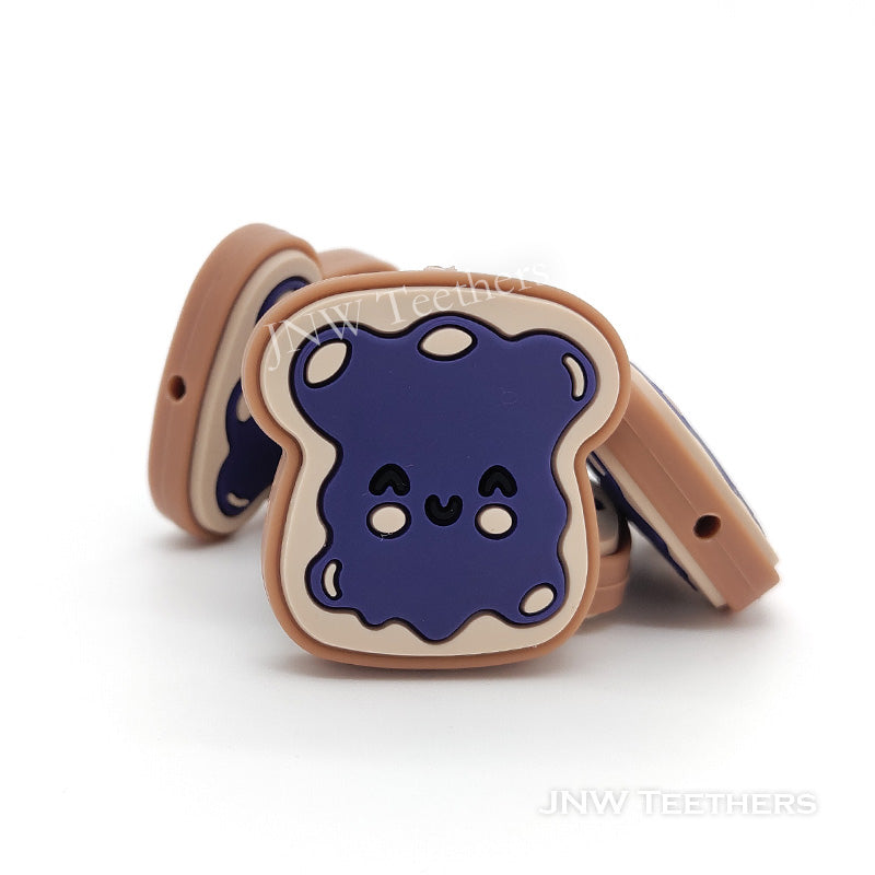 JNW Teethers Toast bread silicone focal beads blue
