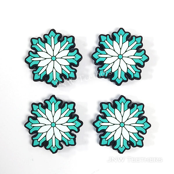 Turquoise snowflake silicone focal beads