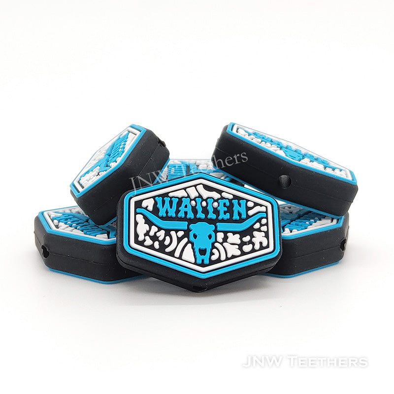 Blue Wallen Cow Head Silicone Focal Beads