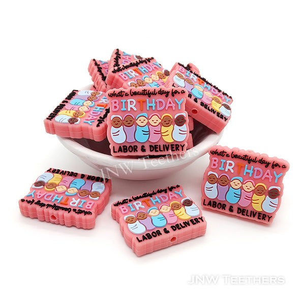 What a beautiful day for a birthday labor & delivery silicone focal beads