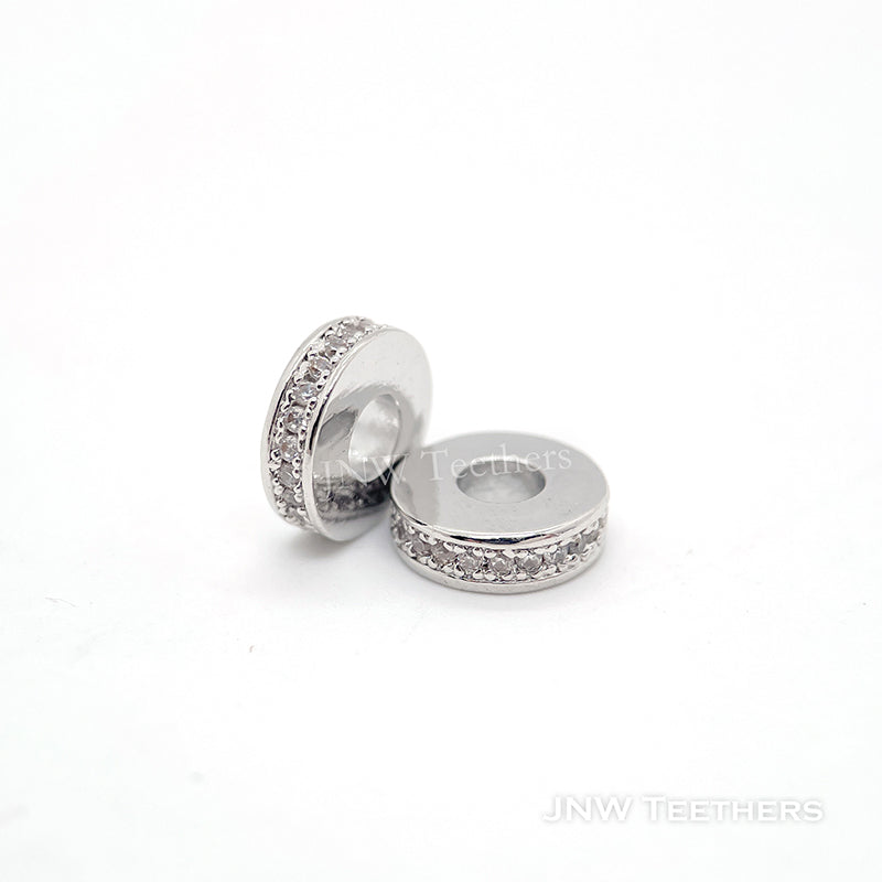silver 9mm Zircon Bead Spacers