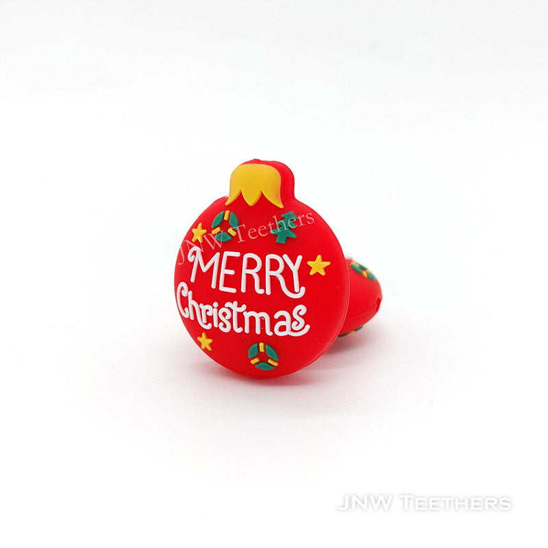 Christmas Red Bulb Silicone Beads, Christmas Balloon Silicone Beads, Christmas Silicone Focal Beads, Shaped Silicone Pearls
