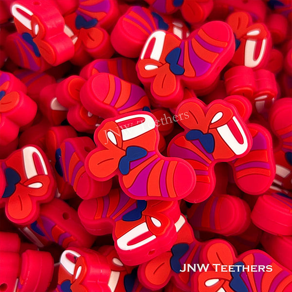 Red Christmas Socks Silicone Focal Beads